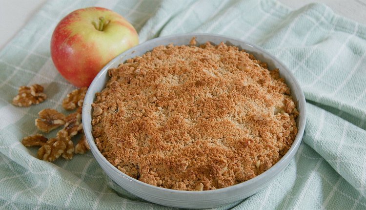 Heerlijke herfstcrumble met appel, peer en vijg